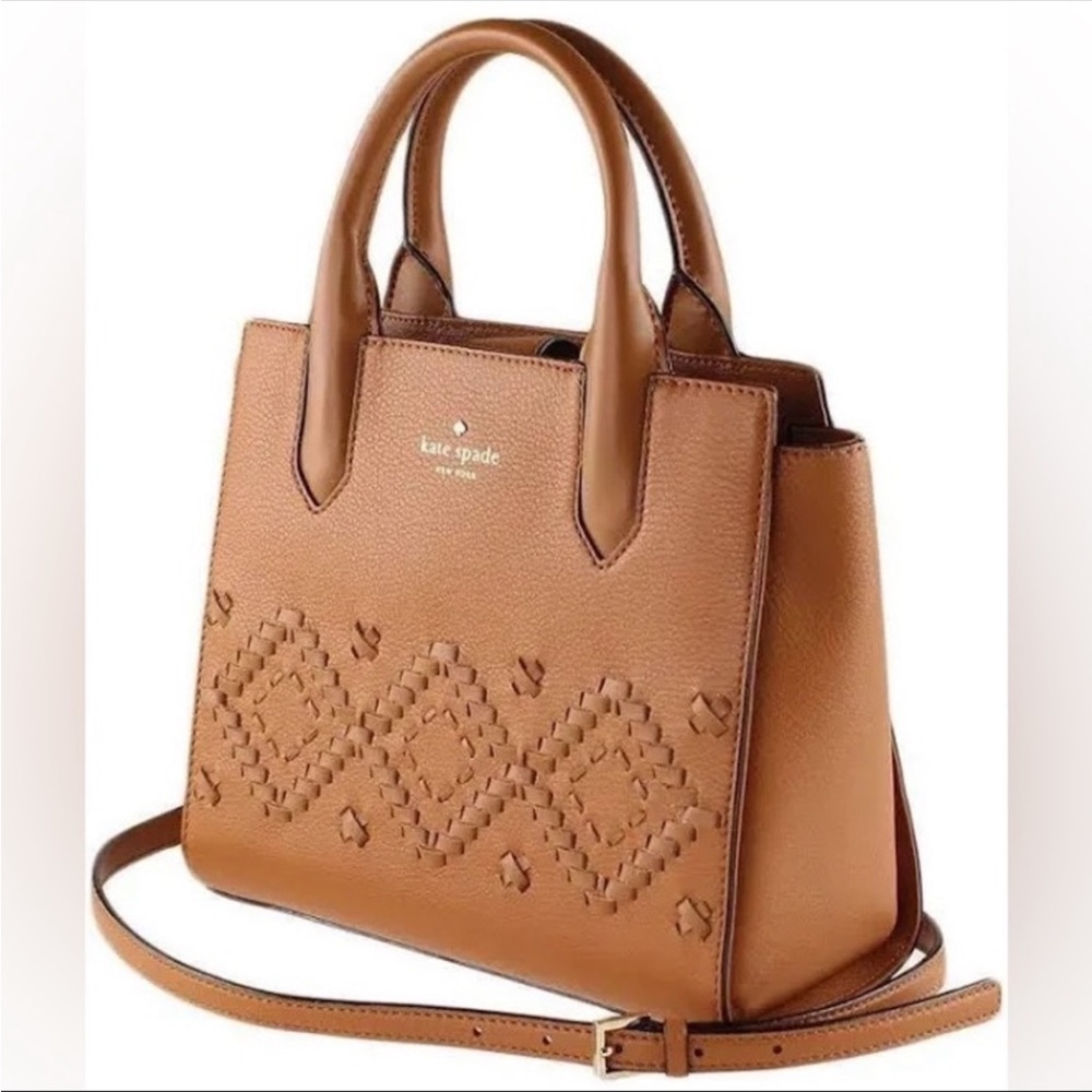 Kate Spade New York ♠️ Small Meriwether Flynn Street Warm Cognac Leather Satchel